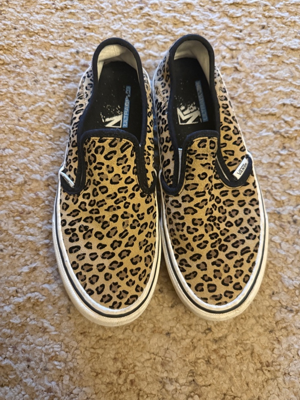 Vans Slip-On Sneakers in Leopard Print Tan & Black